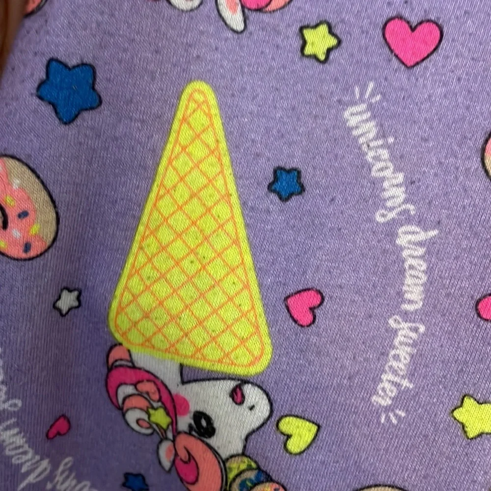 Justice Girls Pajama Set Purple Unicorns Sz 12